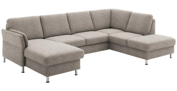 WOHNLANDSCHAFT in Flachgewebe Graubraun - Chromfarben/Graubraun, KONVENTIONELL, Textil/Metall (168/305/200cm) - Voleo