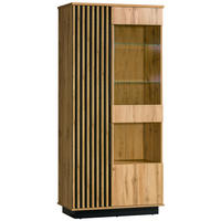 VITRINE  in Schwarz, Eiche Wotan  - Eiche Wotan/Schwarz, MODERN, Glas/Holzwerkstoff (90/193,6/40cm) - home24