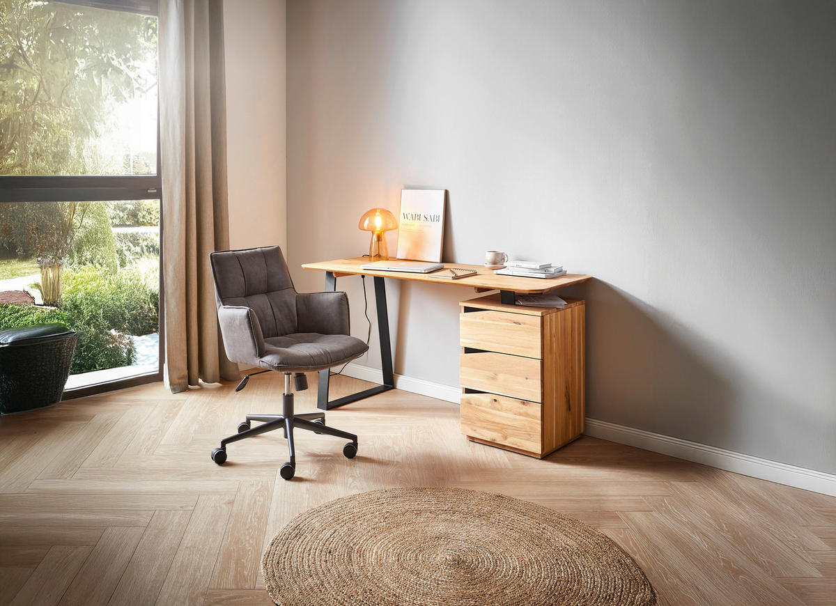SCHREIBTISCH 140/65/75 cm  in Wildeiche  - Wildeiche/Schwarz, Natur, Holz/Metall (140/65/75cm) - Linea Natura