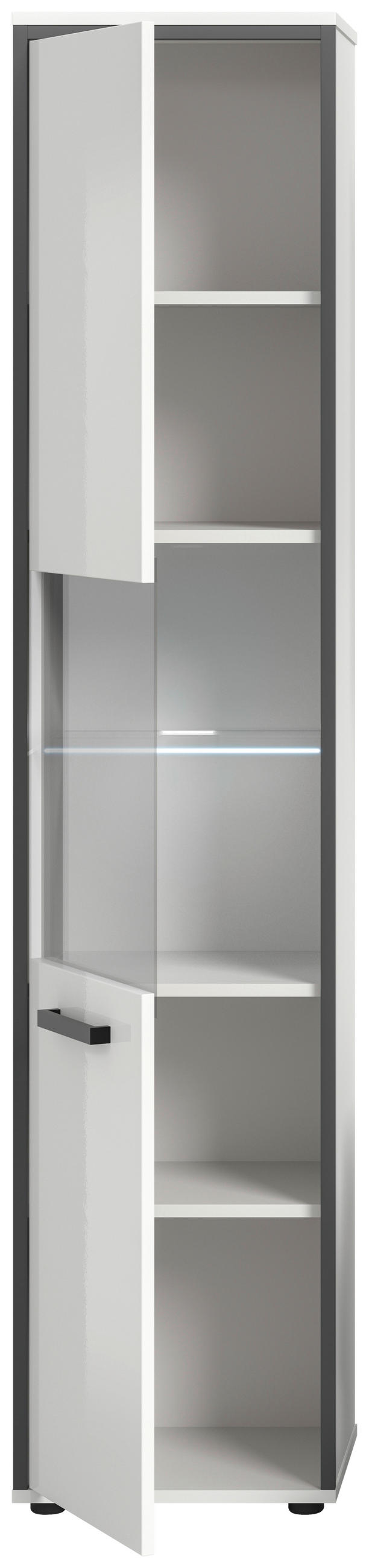 HOCHSCHRANK 40/188/34 cm  - Weiß Hochglanz/Schwarz, MODERN, Holzwerkstoff/Kunststoff (40/188/34cm) - MID.YOU