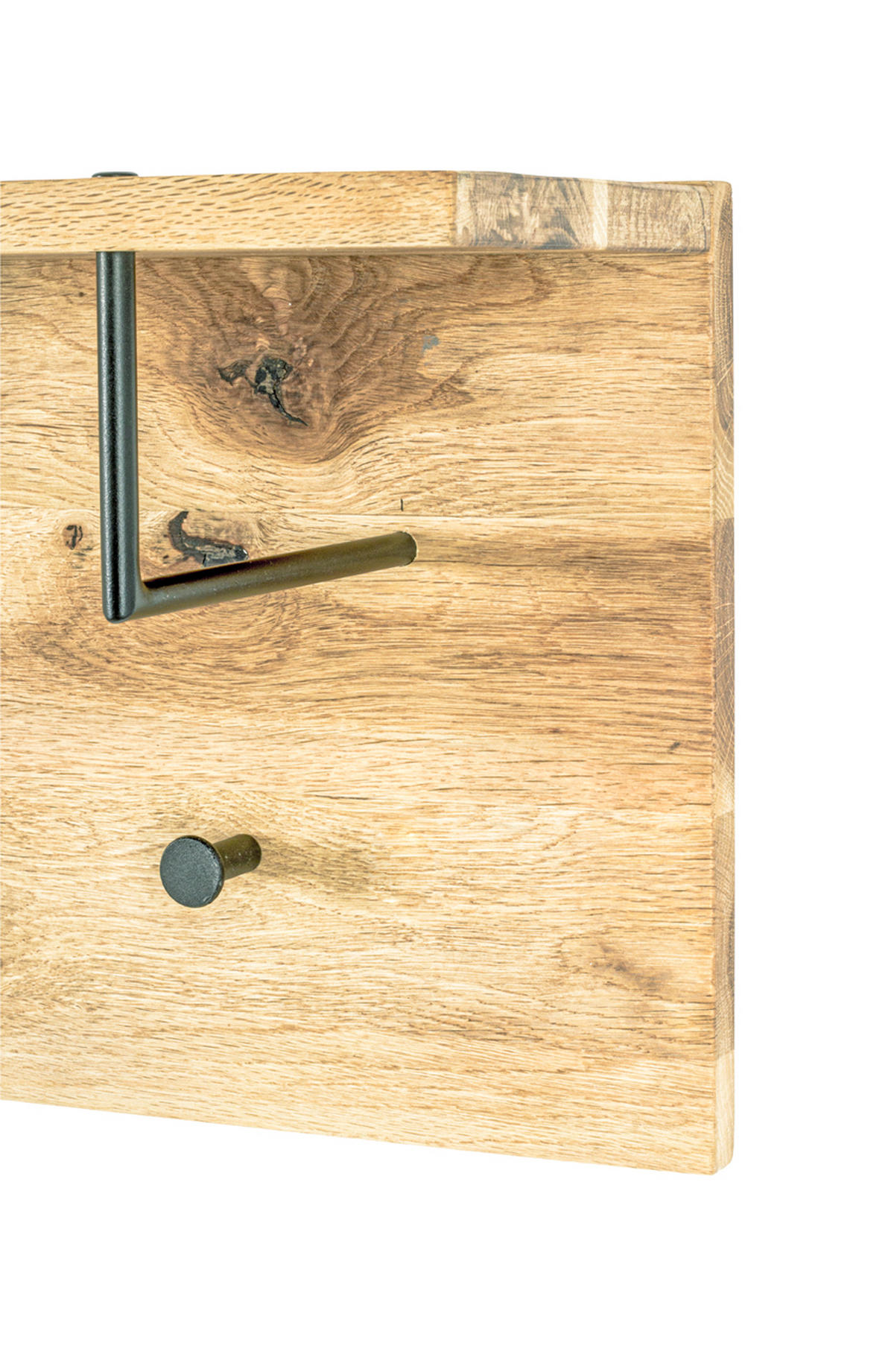 WANDGARDEROBE  in Eiche massiv Schwarz, Eichefarben  - Eichefarben/Schwarz, Basics, Holz/Metall (80/30/20cm)