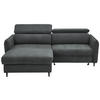 ECKSOFA in Flachgewebe Dunkelgrau  - Dunkelgrau/Schwarz, Design, Holz/Textil (185/232cm) - Stylife