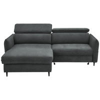ECKSOFA in Flachgewebe Dunkelgrau  - Dunkelgrau/Schwarz, Design, Holz/Textil (185/232cm) - Stylife