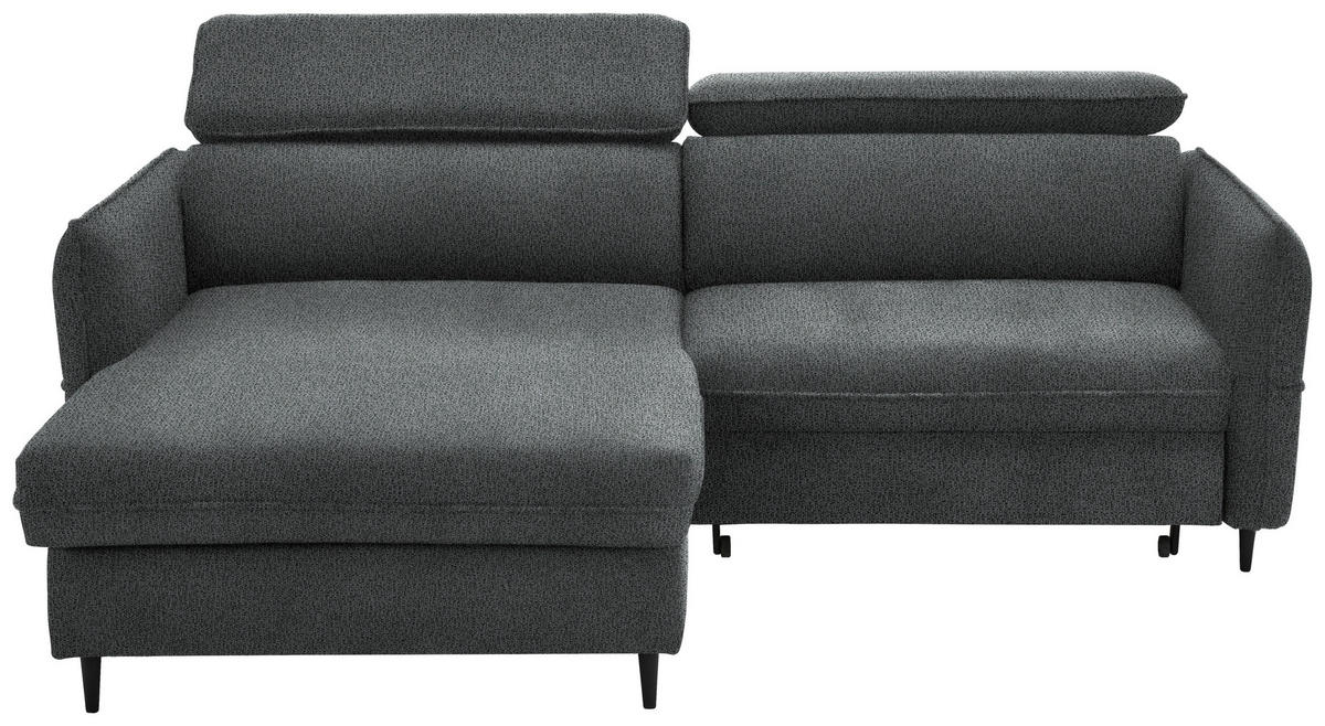 ECKSOFA in Flachgewebe Dunkelgrau  - Dunkelgrau/Schwarz, Design, Holz/Textil (185/232cm) - Stylife