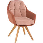 ARMLEHNSTUHL  in Flachgewebe  - Wildeiche/Orange, Design, Holz/Textil (65/85/68cm) - Linea Natura