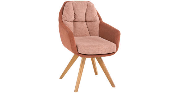 ARMLEHNSTUHL  in Flachgewebe  - Wildeiche/Orange, Design, Holz/Textil (65/85/68cm) - Linea Natura