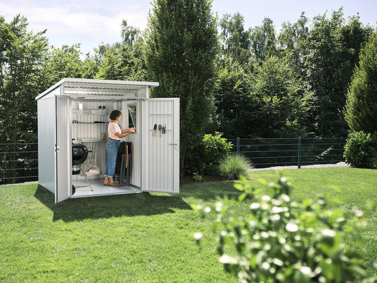 GERÄTEHAUS 180/222/380 cm  - Silberfarben, Basics, Metall (180/222/380cm) - Biohort