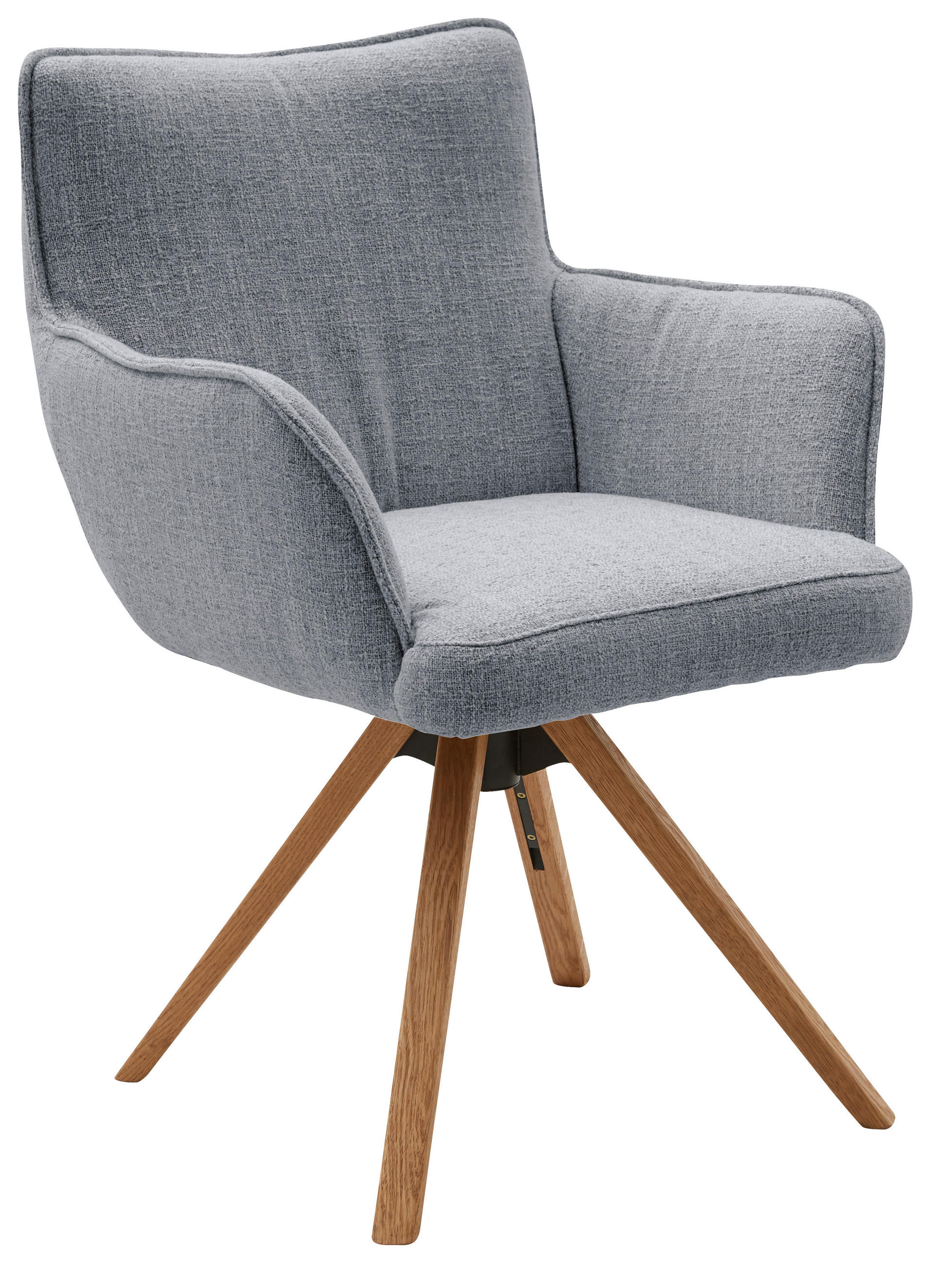 ARMLEHNSTUHL  in Flachgewebe  - Eichefarben/Grau, Design, Holz/Textil (63/88/65cm) - Valnatura