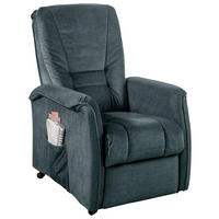 FERNSEHSESSEL 77/107/88 cm  in Velours Dunkelblau Stoffauswahl, Relaxfunktion  - Schwarz/Braun, Design, Kunststoff/Textil (77/107/88cm) - Livetastic