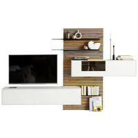 WOHNWAND 3-teilig  in Weiß, Eichefarben  323/202/39 cm  - Eichefarben/Weiß, Design, Glas/Holz (323/202/39cm) - Schöner Wohnen