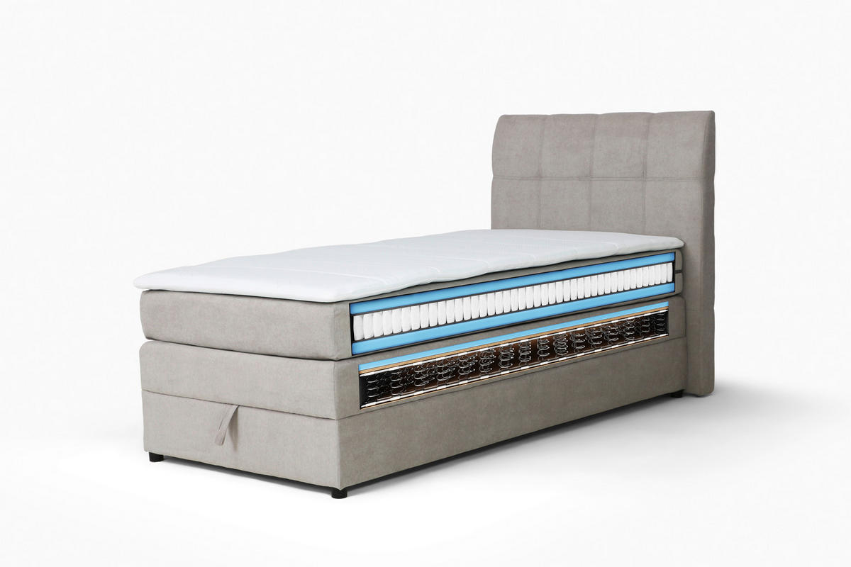 BOXSPRING-ÁGY 120/200 cm  világosszürke  - világosszürke/fekete, Modern, faalapú anyag/textil (120/200cm) - Carryhome