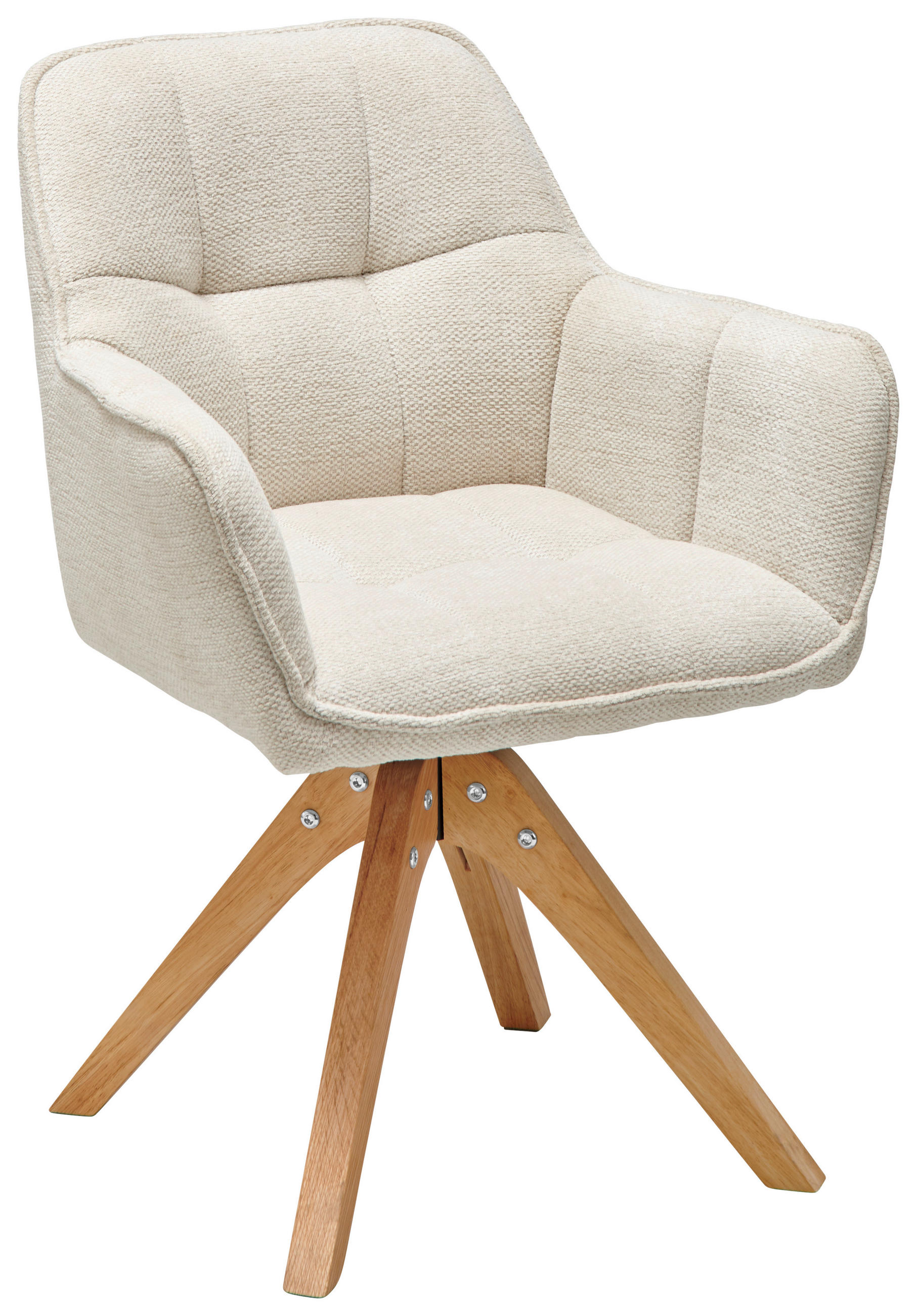 ARMLEHNSTUHL  inklusive Armlehnen, Sitzfläche 360° drehbar Webstoff  Eichefarben, Beige  - Eichefarben/Beige, LIFESTYLE, Holz/Textil (61/85/63cm) - Livetastic