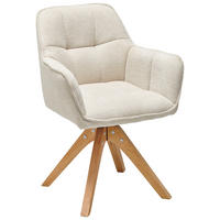 ARMLEHNSTUHL  inklusive Armlehnen, Sitzfläche 360° drehbar Webstoff  Eichefarben, Beige  - Eichefarben/Beige, LIFESTYLE, Holz/Textil (61/85/63cm) - Livetastic