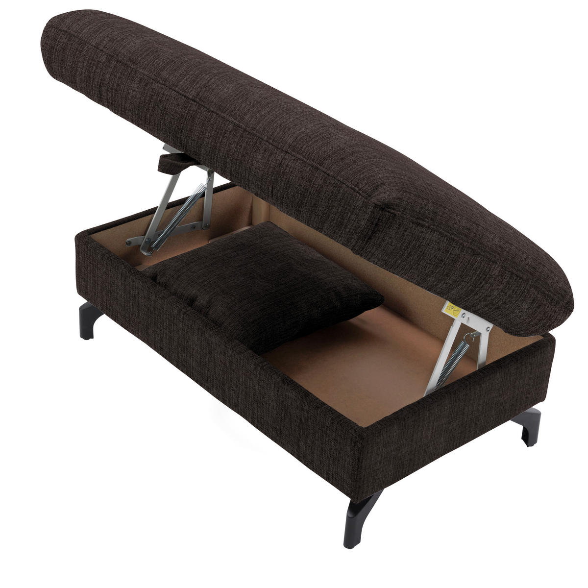 ECKSOFA in Flachgewebe, Leinenoptik Dunkelbraun  - Dunkelbraun/Schwarz, Design, Textil/Metall (208/247cm) - Xora