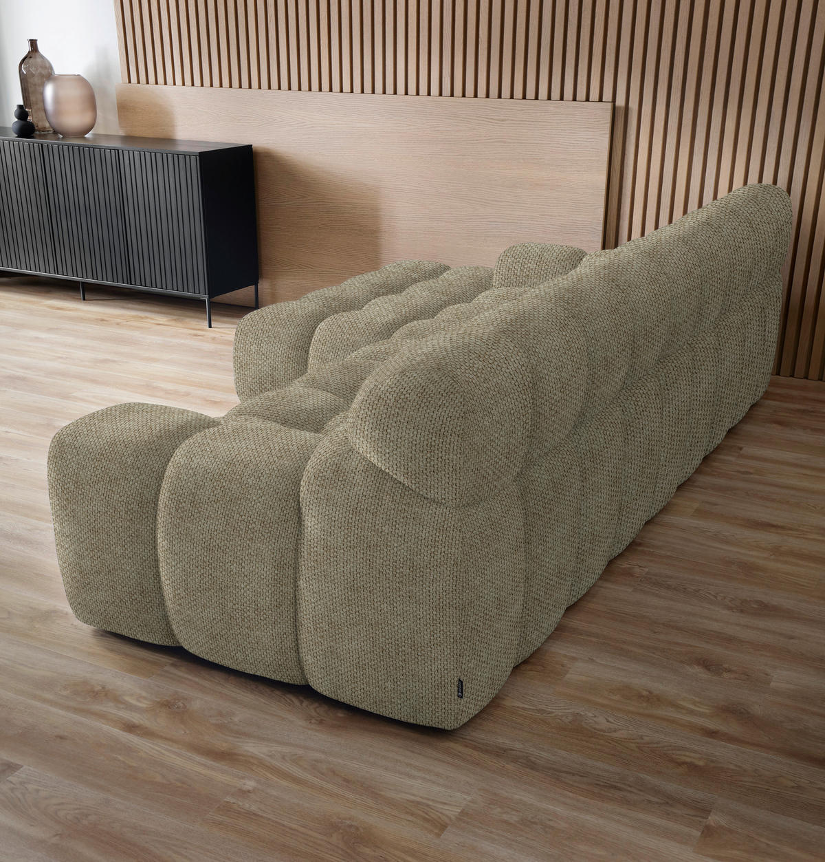 ECKSOFA in Webstoff Beige  - Beige/Schwarz, Modern, Kunststoff/Textil (180/297cm) - Welnova