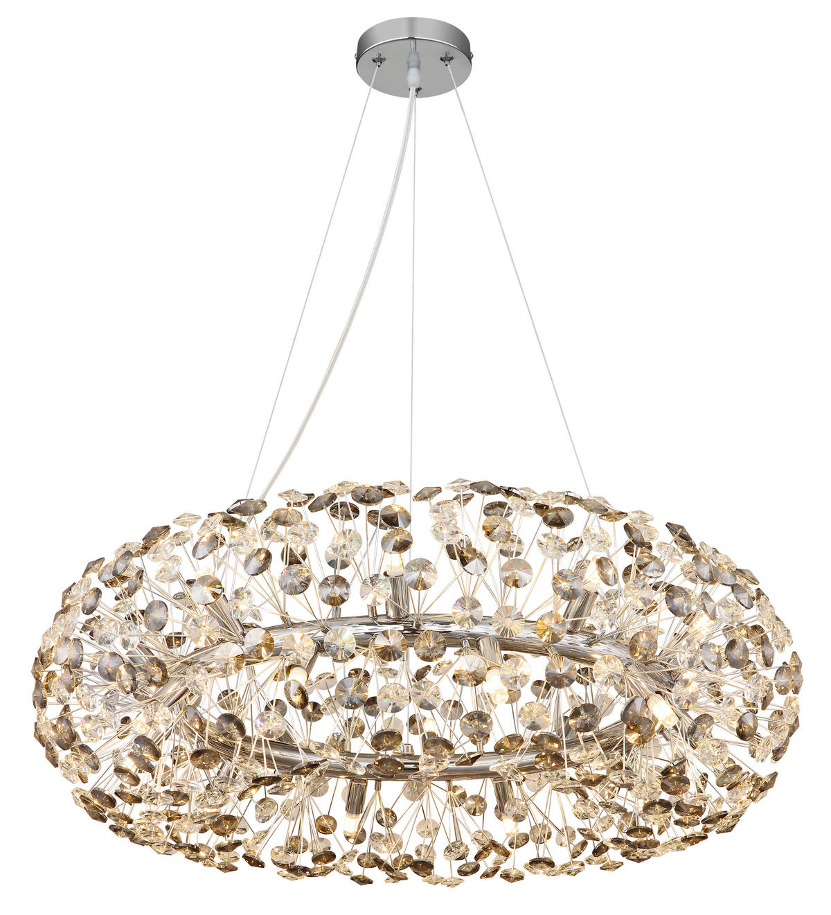 KRISTALL-HÄNGELEUCHTE 80/150 cm   - Klar/Chromfarben, LIFESTYLE, Glas/Kunststoff (80/150cm) - Globo