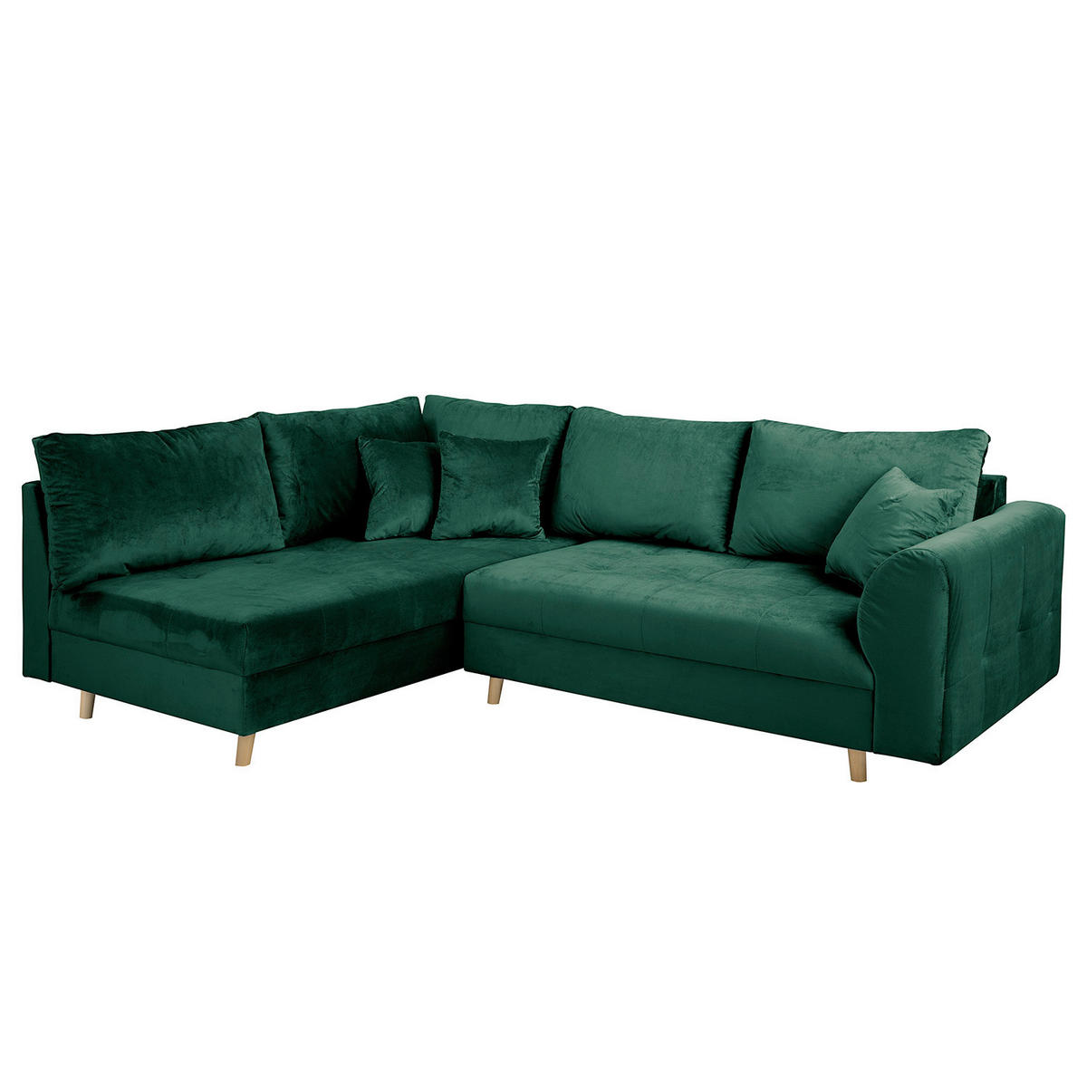 ECKSOFA inkl. Hocker Ariella in Samt Grün  161/231 cm  - Naturfarben/Grün, Design, Holz/Textil (161/231cm) - Livetastic