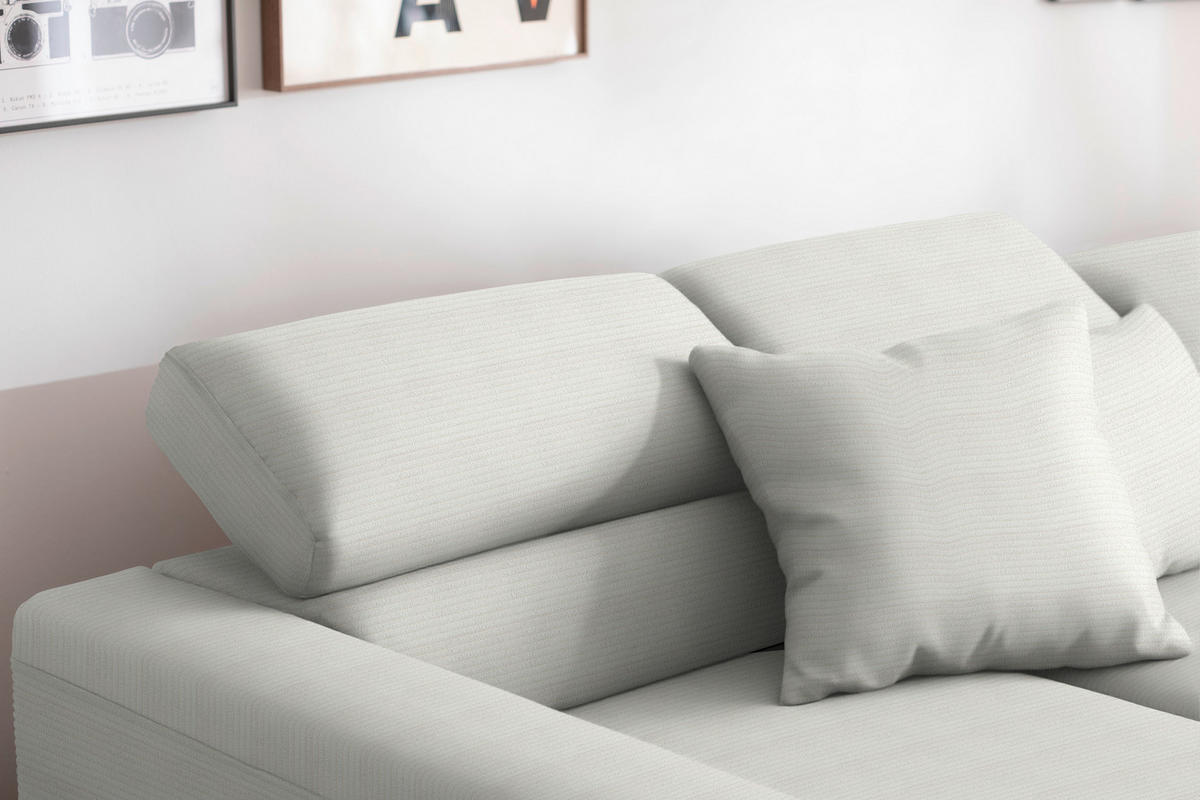 ECKSOFA  in Cord Grauweiß  215-217/293 cm  - Grauweiß/Schwarz, Design, Textil/Metall (215-217/293cm) - Schöner Wohnen