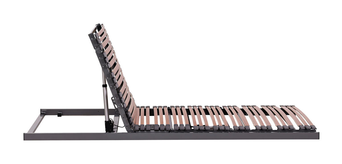LATTENROST 100/200 cm Kopfteil, Fußteil, Mittelzone verstellbar, Birke  - Graphitfarben/Naturfarben, MODERN, Holz/Metall (100/200cm) - Sembella
