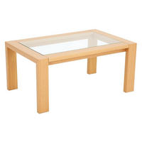 COUCHTISCH in Holz, Glas 98/62,8/45 cm  - Eichefarben, KONVENTIONELL, Glas/Holz (98/62,8/45cm) - Invivus