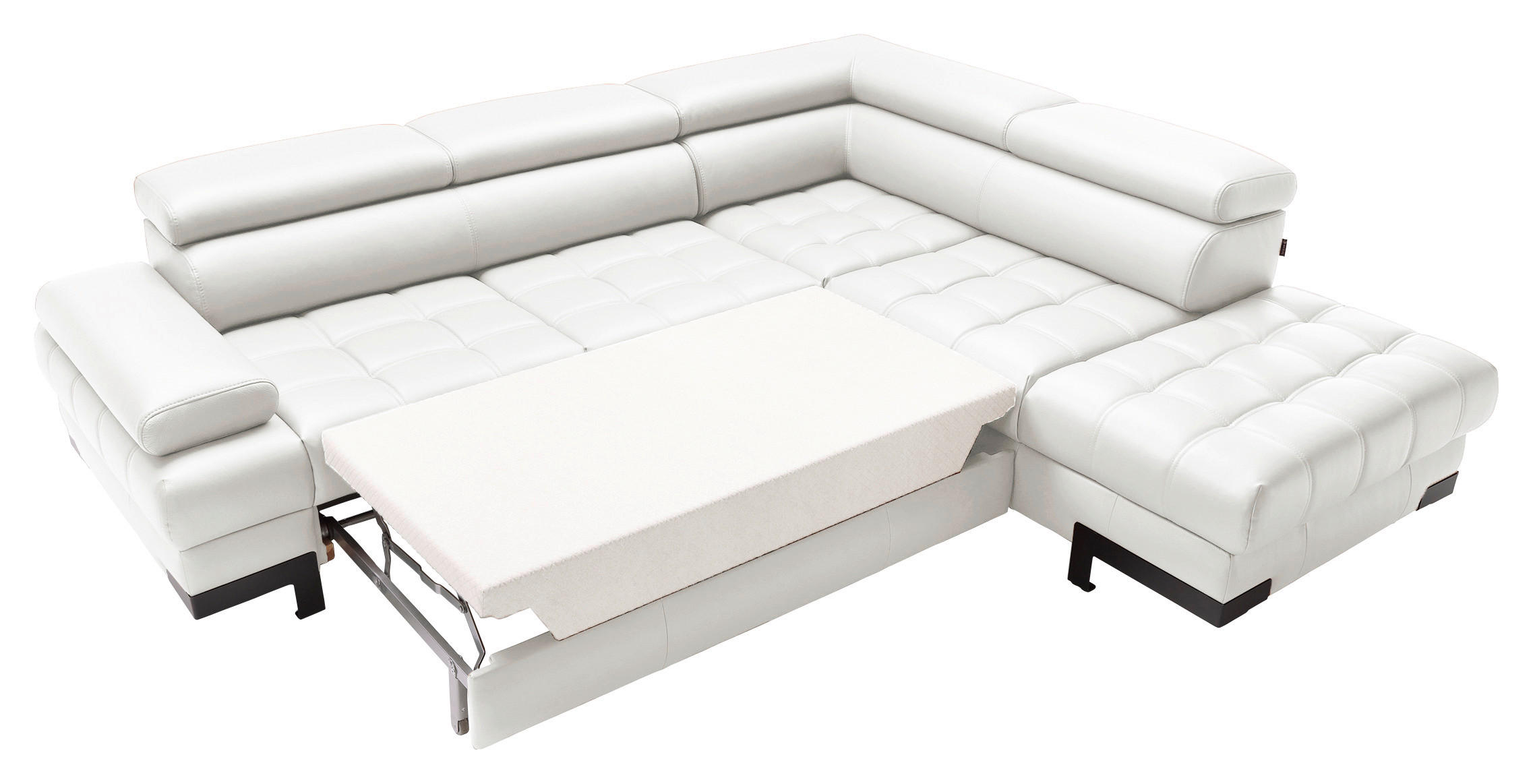 ECKSOFA Weiß Echtleder  - Schwarz/Weiß, MODERN, Leder/Metall (263/223cm) - Welnova