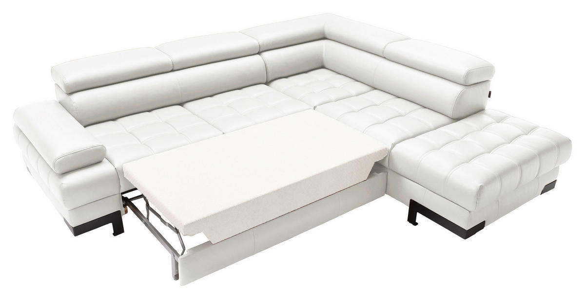 ECKSOFA in Echtleder Weiss  - noir/blanc, Modern, cuir/métal (263/223cm) - Welnova