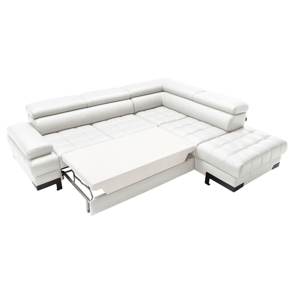 Thumbnail - Welnova Ecksofa, Weiß, Leder, Echtleder, Rindleder, 4-Sitzer, L-Form, Ottomane rechts, 263x223 cm, Fsc, Made in EU, Type...