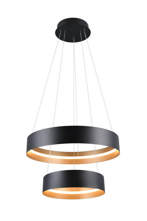 LED-HÄNGELEUCHTE Musterring 60/150 cm   - Goldfarben/Schwarz, Design, Metall (60/150cm) - Musterring