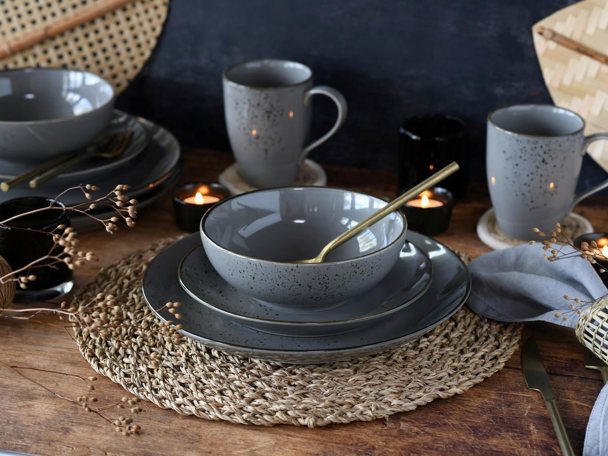 KOMPLETT SERVIS Nature Collection Stone 16 delar  - grå, Basics, keramik - Creatable