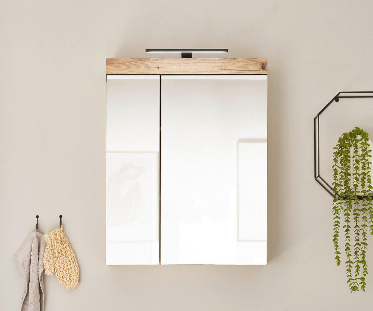 SPIEGELSCHRANK 60/77/17 cm  - Eichefarben, Basics, Glas/Holzwerkstoff (60/77/17cm) - MID.YOU