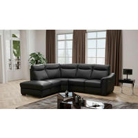 ECKSOFA Lederlook Echtleder Schwarz  - Wengefarben/Schwarz, Design, Leder/Holz (229/260cm) - Livetastic
