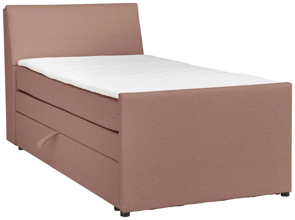 BOXSPRING-ÁGY 100/200 cm  fáradtrózsaszín  - fekete/fáradtrózsaszín, Modern, textil/fa (100/200cm) - MID.YOU
