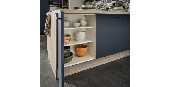 ECKKÜCHE in Blau, Tannenholzfarben - Blau/Tannenholzfarben, Design, Holzwerkstoff/Metall (121,6/280/150cm) - Xora