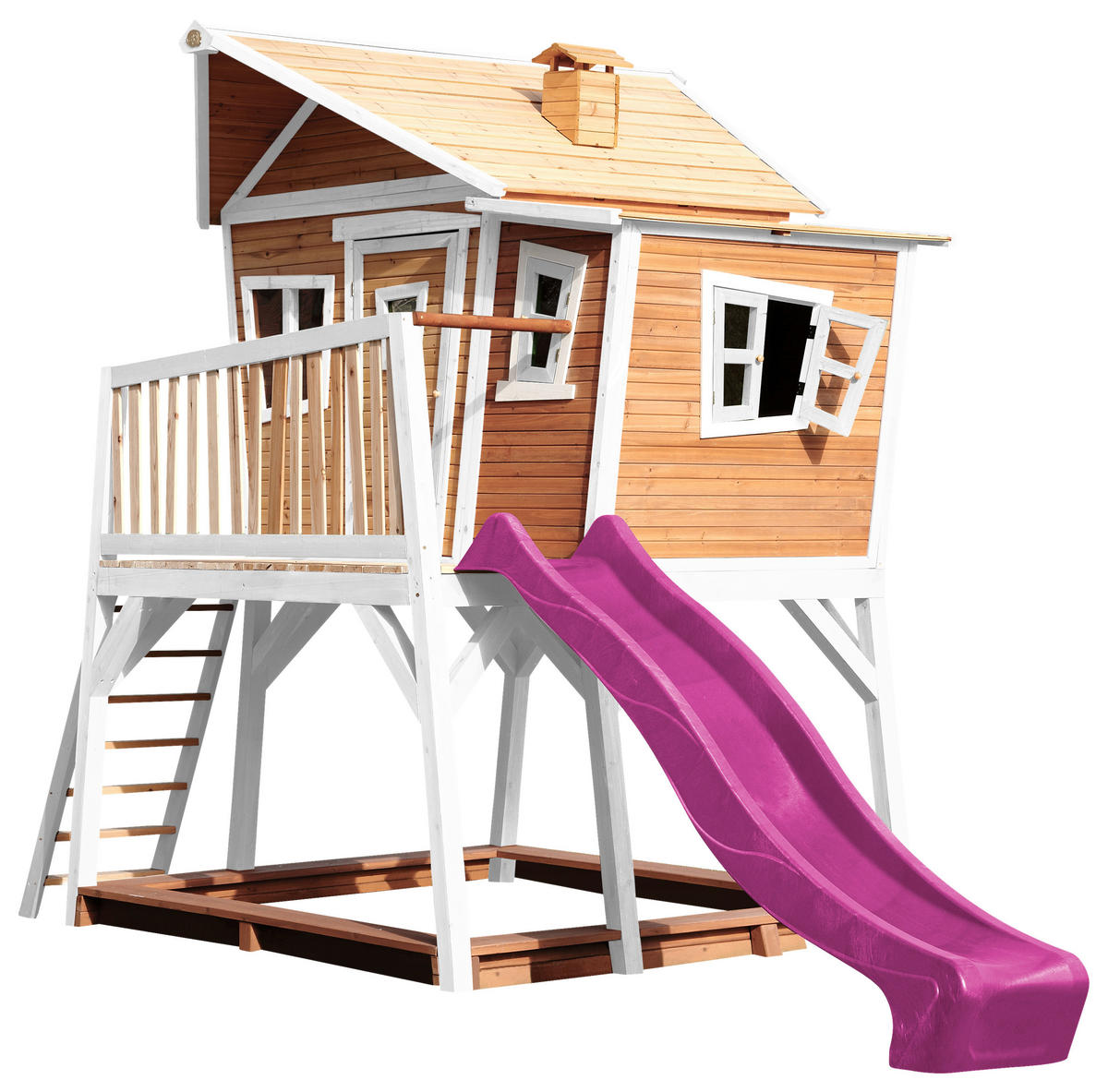 SPIELTURM 432/288/193 cm  - Lila/Braun, KONVENTIONELL, Holz (432/288/193cm) - Ambia Garden