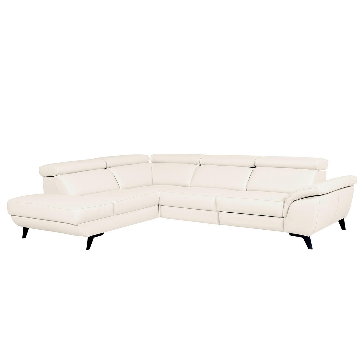 ECKSOFA DALLAS in Echtleder Creme  228/283 cm  - Creme/Schwarz, Design, Leder/Metall (228/283cm) - Livetastic