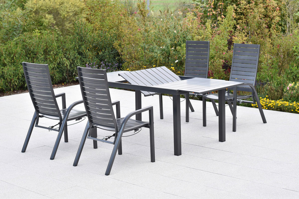 GARTENTISCHGRUPPE Aluminium  - Graphitfarben, KONVENTIONELL, Textil/Metall - Gardenson