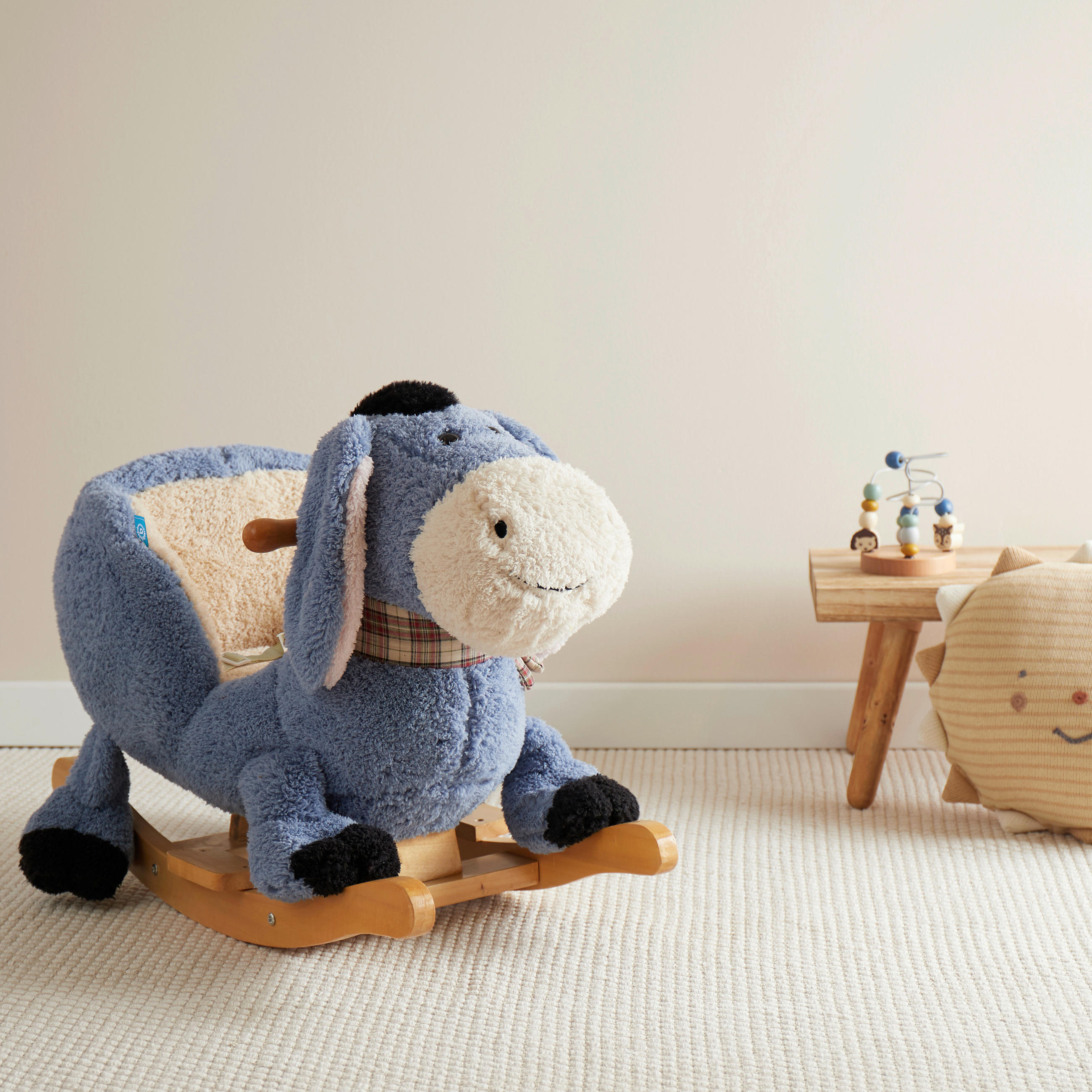 SCHAUKELTIER - Graublau/Beige, Basics, Holz/Textil (60/33/58cm)