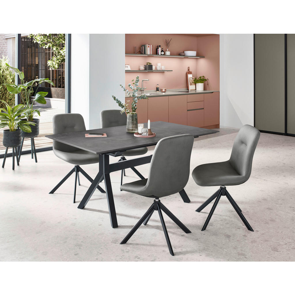 Thumbnail - Celina Home Esstisch Paris, Schwarz, Metall, Holzwerkstoff, rechteckig, Y-Form, 95x76x180-280 cm, ausziehbar, in verschi...