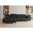 ECKSOFA Anthrazit Flachgewebe Rücken echt, Kopfteilverstellung, Sitztiefenverstellung  - Anthrazit/Schwarz, KONVENTIONELL, Kunststoff/Textil (171/273cm) - Carryhome