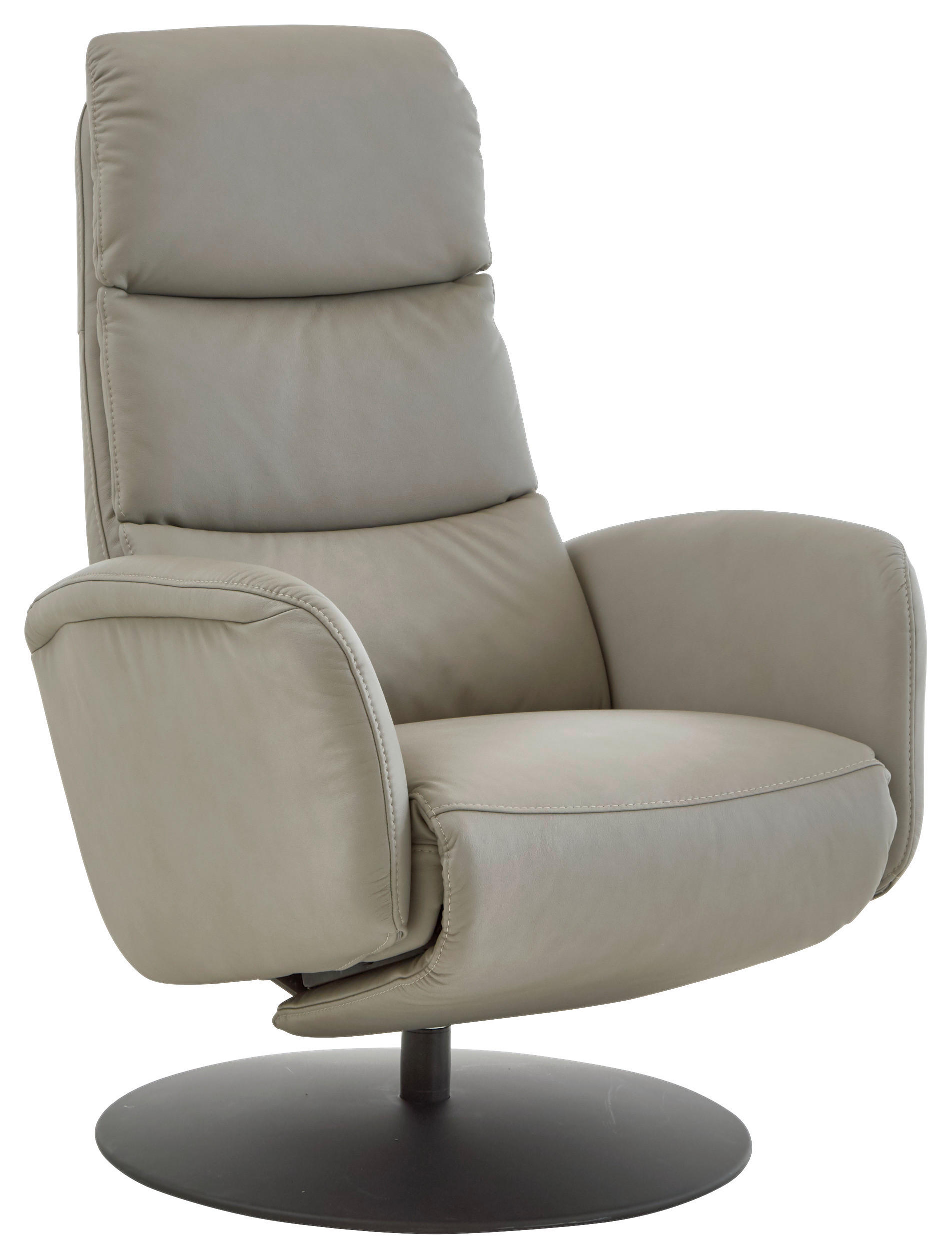 RELAXSESSEL Leder Greige  - Greige/Schwarz, Design, Leder/Metall (76/108/86cm) - Dieter Knoll