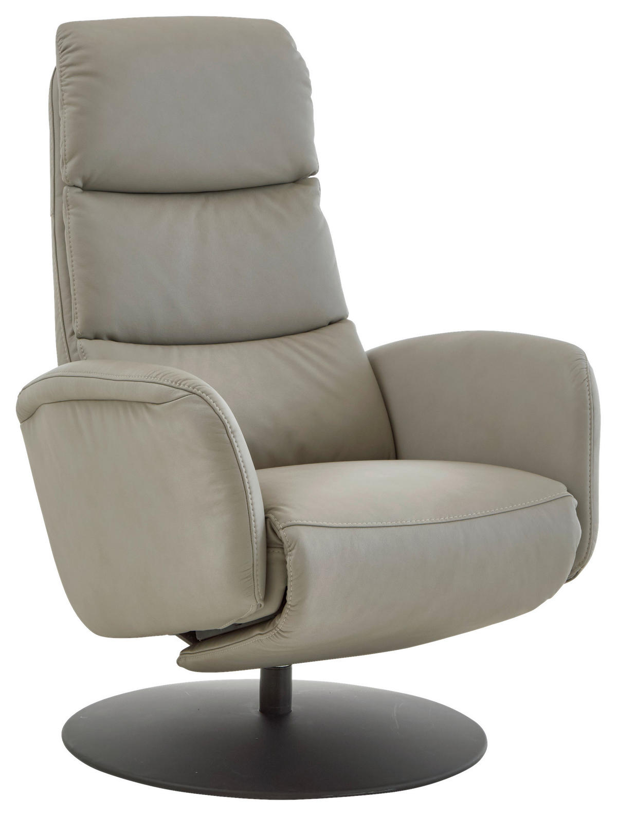 RELAXSESSEL in Leder Greige  - Greige/Schwarz, Design, Leder/Metall (76/108/86cm) - Dieter Knoll