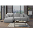 ECKSOFA Grau Cord  inkl. Zierkissen, Rückenkissen, Bettkasten, Schlaffunktion, Rücken echt, Liegefläche im Originalstoff  - Chromfarben/Grau, KONVENTIONELL, Kunststoff/Textil (195/293cm) - Carryhome