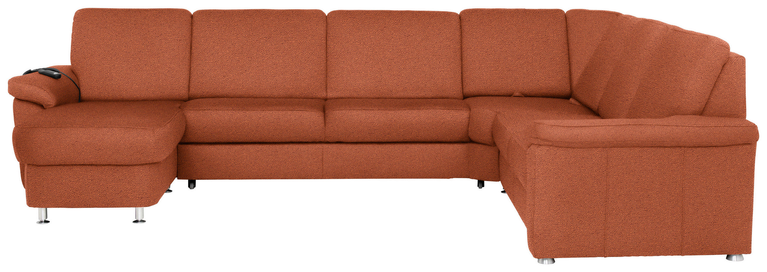 WOHNLANDSCHAFT in Flachgewebe Terracotta  - Chromfarben/Terracotta, KONVENTIONELL, Textil/Metall (163/330/240cm) - Beldomo System