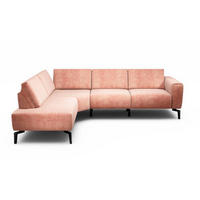 ECKSOFA in Samt Rosa  193/256 cm  - Schwarz/Rosa, Design, Textil/Metall (193/256cm) - SENSOO