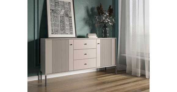 SIDEBOARD Iseo in 154,5/79/39 cm - Kaschmir/Schwarz, Design, Holzwerkstoff/Metall (154,5/79/39cm) - Xora