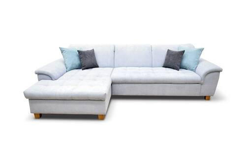 ECKSOFA Pastellblau Mikrofaser  - Pastellblau/Eichefarben, KONVENTIONELL, Holz/Textil (170/279cm) - MID.YOU