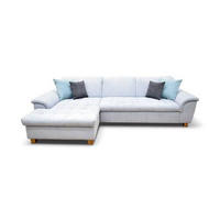 ECKSOFA Pastellblau Mikrofaser  - Pastellblau/Eichefarben, KONVENTIONELL, Holz/Textil (170/279cm) - MID.YOU