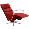 RELAXSESSEL in Leder Rot  - Chromfarben/Rot, Design, Leder/Metall (64/112/80cm) - Cantus