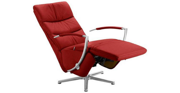 RELAXSESSEL in Leder Rot  - Chromfarben/Rot, Design, Leder/Metall (64/112/80cm) - Cantus