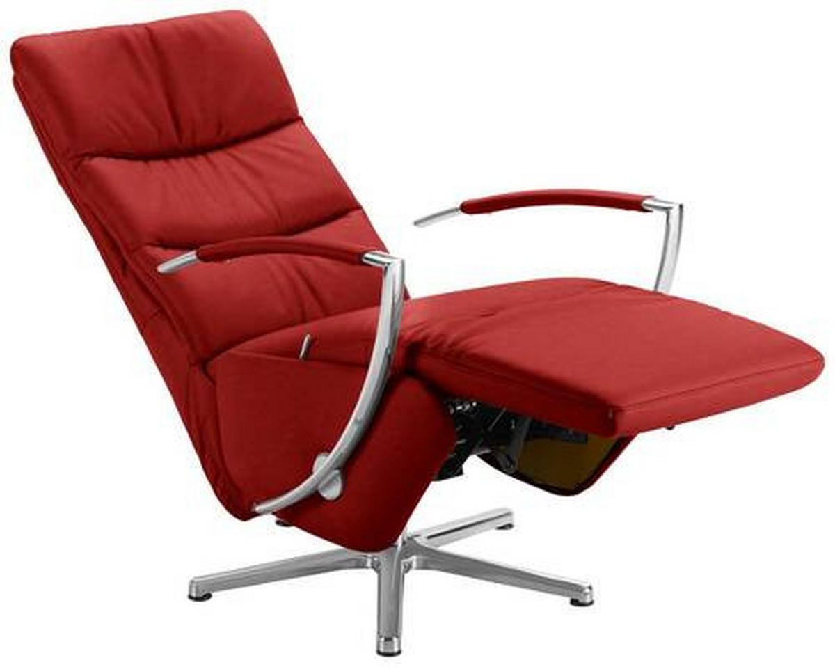 RELAXSESSEL in Leder Rot  - Chromfarben/Rot, Design, Leder/Metall (64/112/80cm) - Cantus